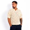camisa tejida rombo beige